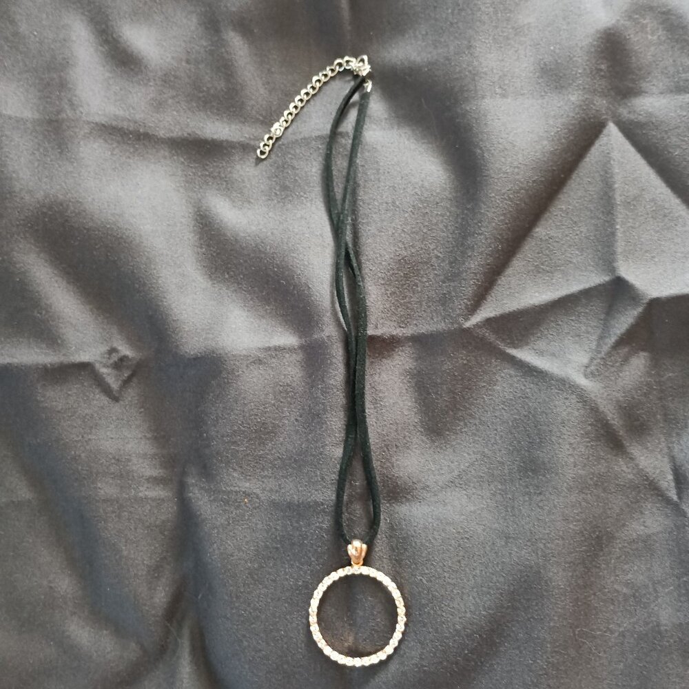 Park Lane Sharper Image Gold Tone Pendent with Soft Black Cord Necklace